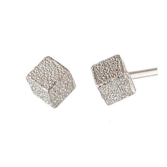 JSAJ JSAJ 925 Sterling Silver Square Frosted Studs for Girls and Women