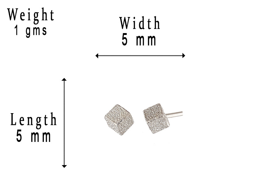 JSAJ JSAJ 925 Sterling Silver Square Frosted Studs for Girls and Women