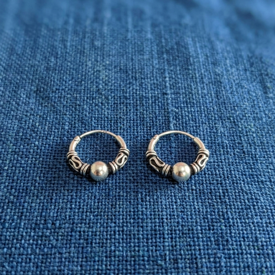 JSAJ 925 sterling silver round baali 12mm earrings for girls and women