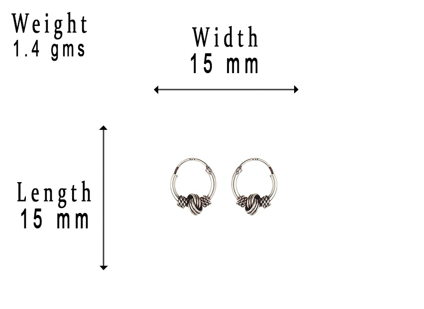 JSAJ 925 sterling silver knot baali 12mm earrings for girls and women
