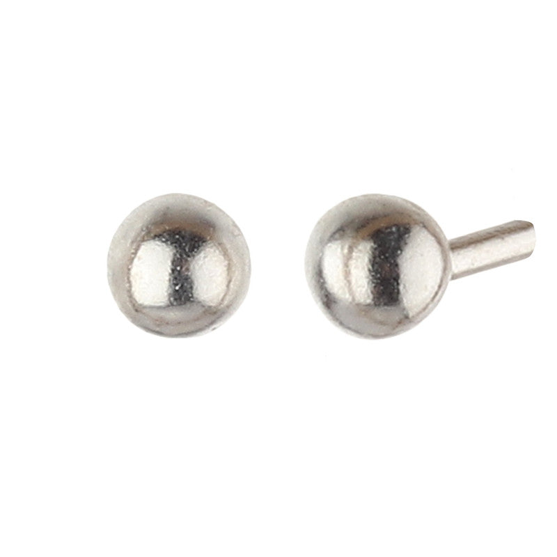JSAJ 925 Sterling Silver BALL STUDD 3MM for Girls and Womens