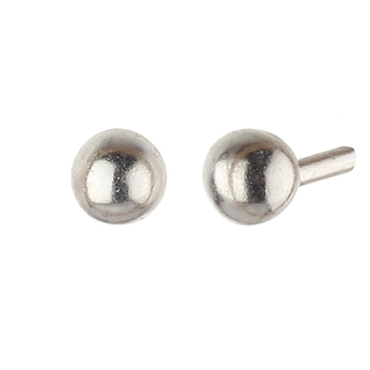 JSAJ 925 Sterling Silver BALL STUDD 3MM for Girls and Womens