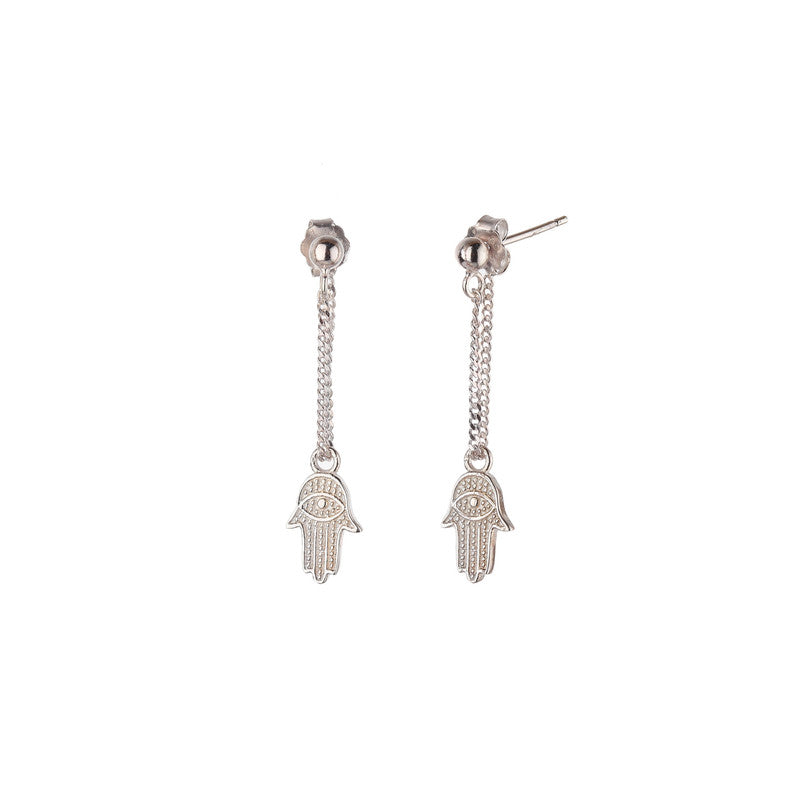 JSAJ 925 Sterling Silver FATIMA HAND EARRING for Girls and Womens