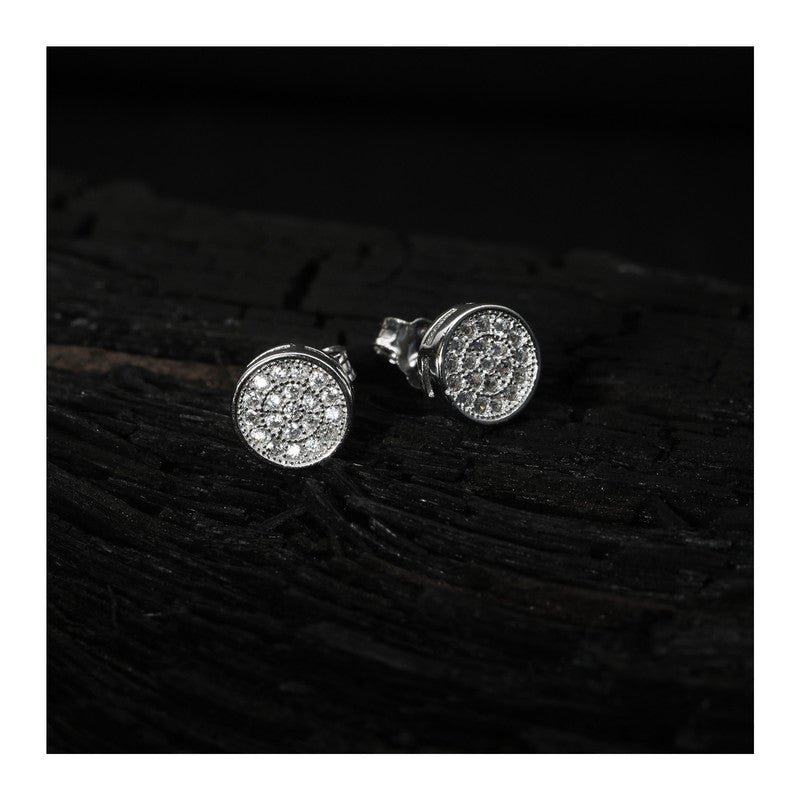 jsaj 925 Sterling Silver Studds Tops Zercon Stone Studded Tiny Zercon Micro Setting of Stones Platinum Polish Studd For Womens or Girls