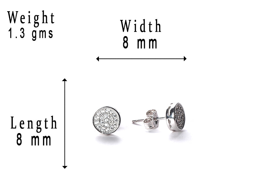 jsaj 925 Sterling Silver Studds Tops Zercon Stone Studded Tiny Zercon Micro Setting of Stones Platinum Polish Studd For Womens or Girls