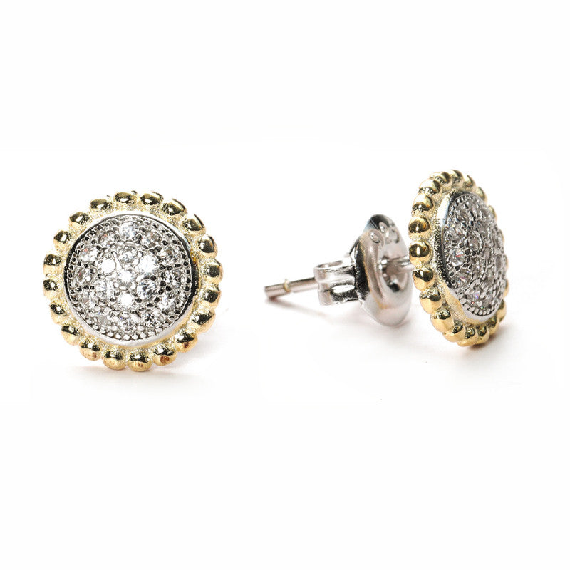 jsaj Silver 925 Sterling Silver Studds Tops Zercon Stone Studded Tiny Zercon Micro Setting of Stones Platinum Polish Studd For Womens or Girls
