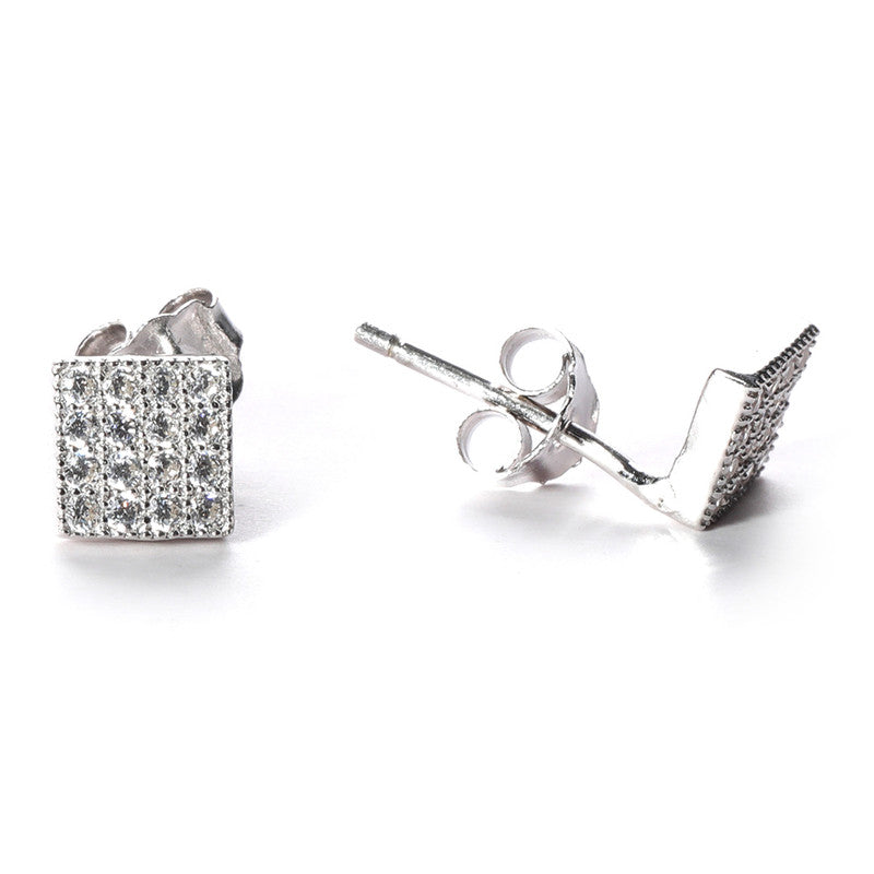 jsaj Silver 925 Sterling Silver New Design Studds Tops Zercon Stone Studded Tiny Zercon Micro Setting of Stones Platinum Polish Studd For Womens or Girls