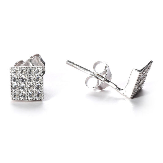 jsaj Silver 925 Sterling Silver New Design Studds Tops Zercon Stone Studded Tiny Zercon Micro Setting of Stones Platinum Polish Studd For Womens or Girls