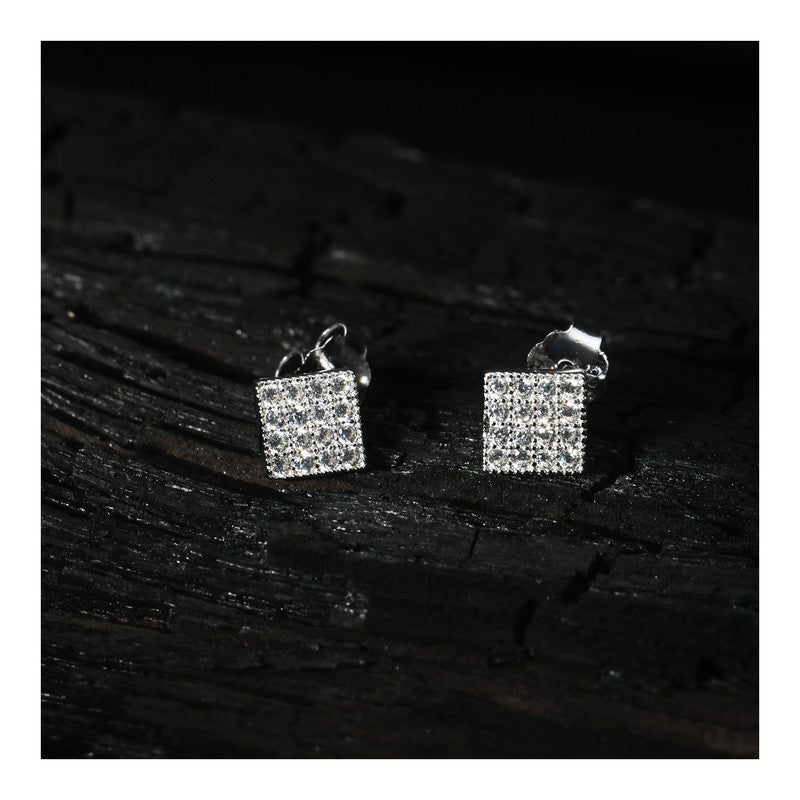 jsaj Silver 925 Sterling Silver New Design Studds Tops Zercon Stone Studded Tiny Zercon Micro Setting of Stones Platinum Polish Studd For Womens or Girls