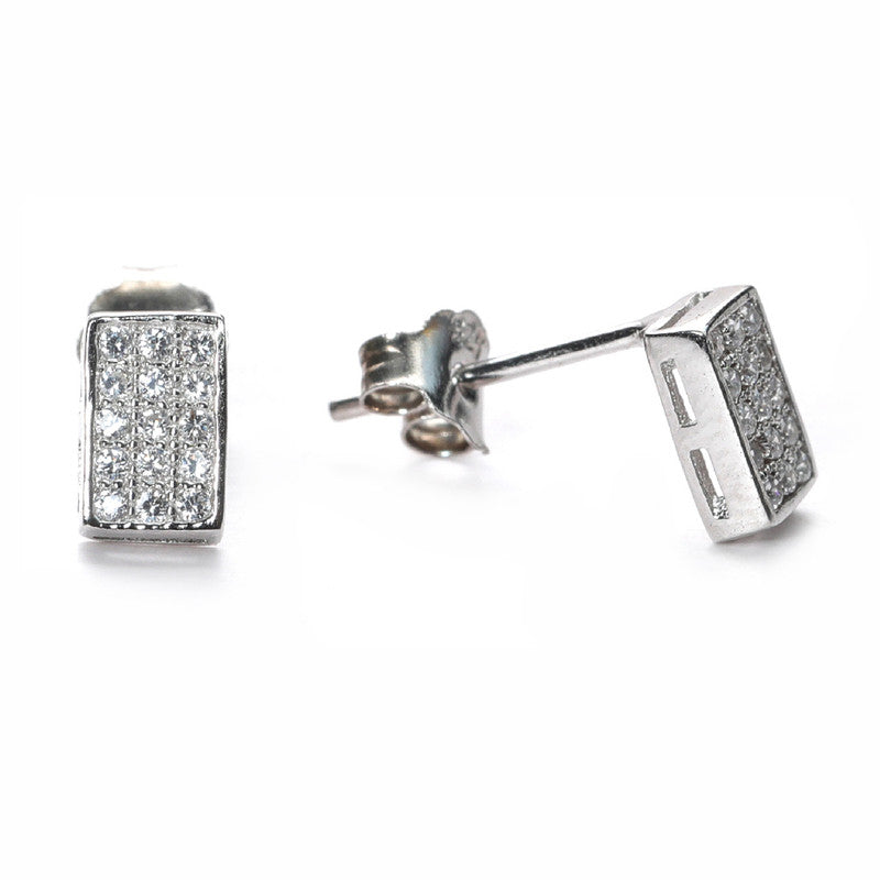 jsaj Silver 925 Sterling Silver Studds Tops Zercon Stone Studded Tiny Zercon Micro Setting of Stones Platinum Polish Studd For Womens or Girls