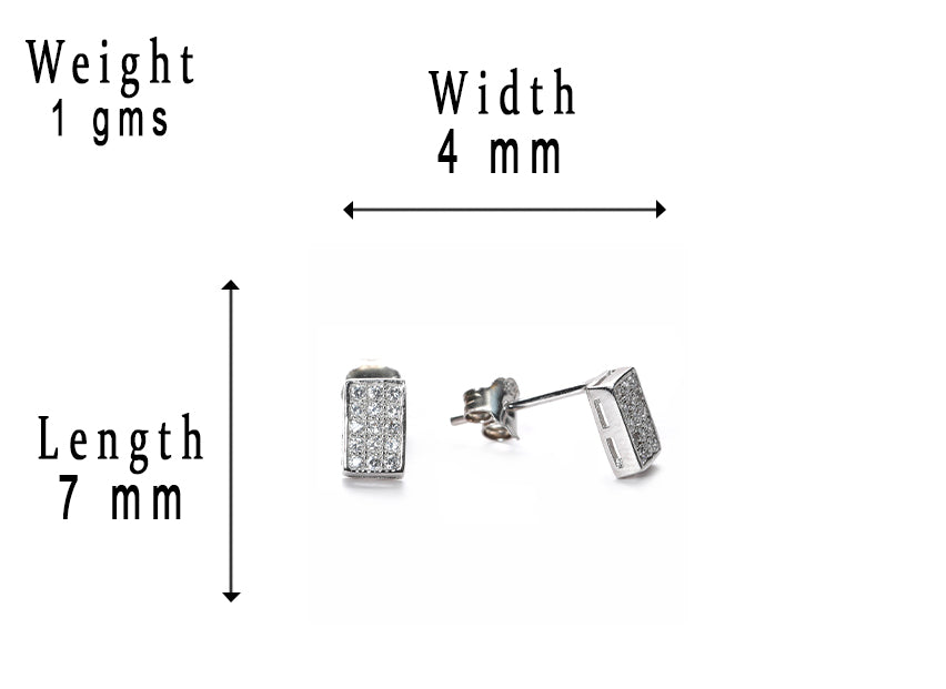 jsaj Silver 925 Sterling Silver Studds Tops Zercon Stone Studded Tiny Zercon Micro Setting of Stones Platinum Polish Studd For Womens or Girls