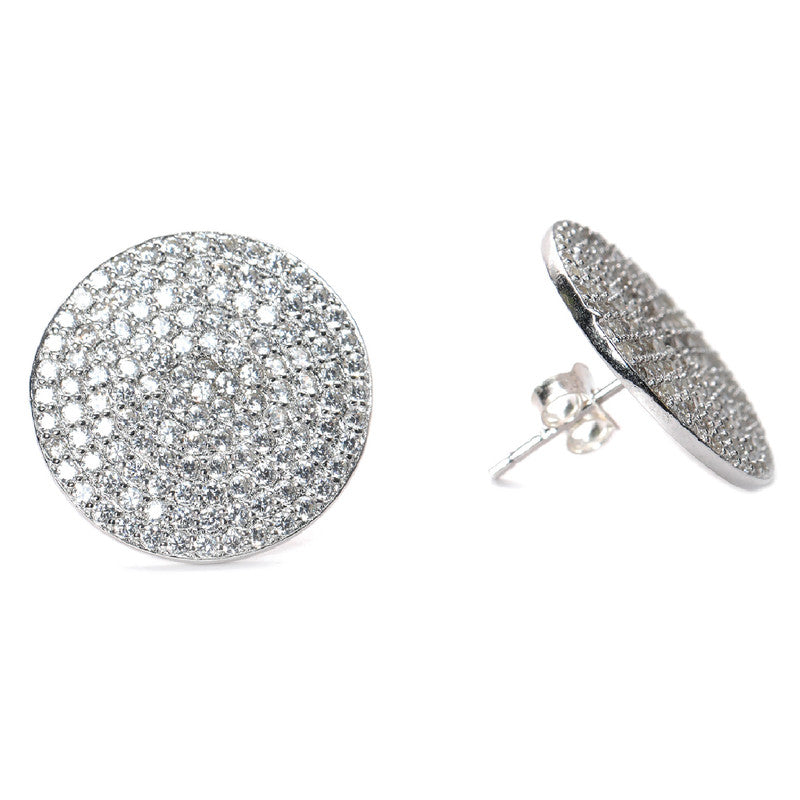 jsaj Silver 925 Sterling Silver Moon Design Studds Tops Zercon Stone Studded Tiny Zercon Micro Setting of Stones Platinum Polish Studd For Womens or Girls