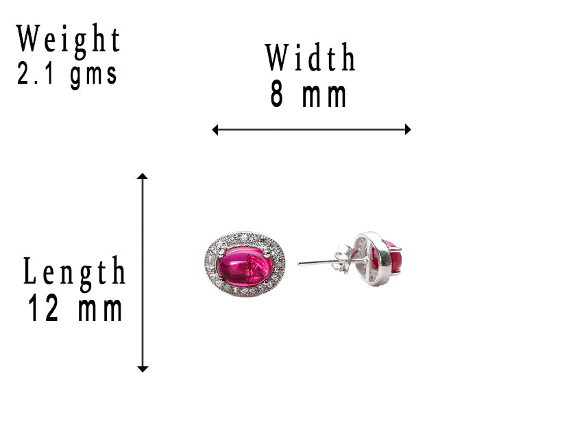 jsaj Silver 925 Sterling Silver Ruby stone Studds Tops Zercon Stone Studded Tiny Zercon Micro Setting of Stones Platinum Polish Studd For Womens or Girls