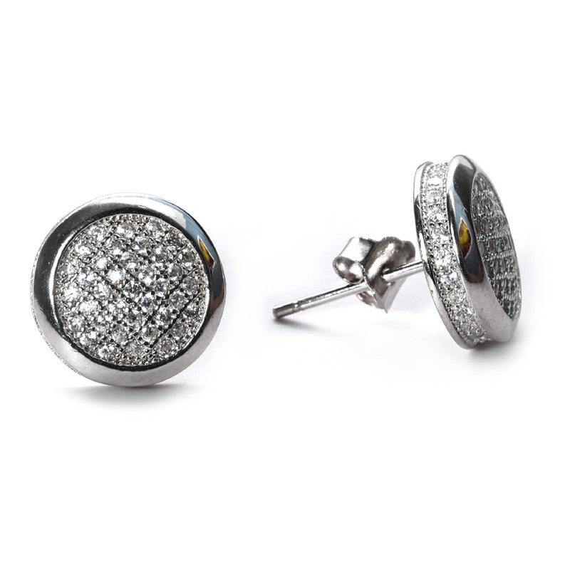 jsaj Silver 925 Sterling Silver Studds Tops Zercon Stone Studded Tiny Zercon Micro Setting of Stones Platinum Polish Studd For Womens or Girls