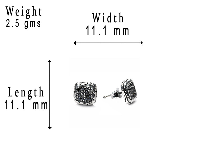 jsaj Silver 925 Sterling Silver Crystal Look Studds square shape Tops Zercon Stone Studded Tiny Zercon Micro Setting of Stones Platinum Polish Studd For Womens or Girls