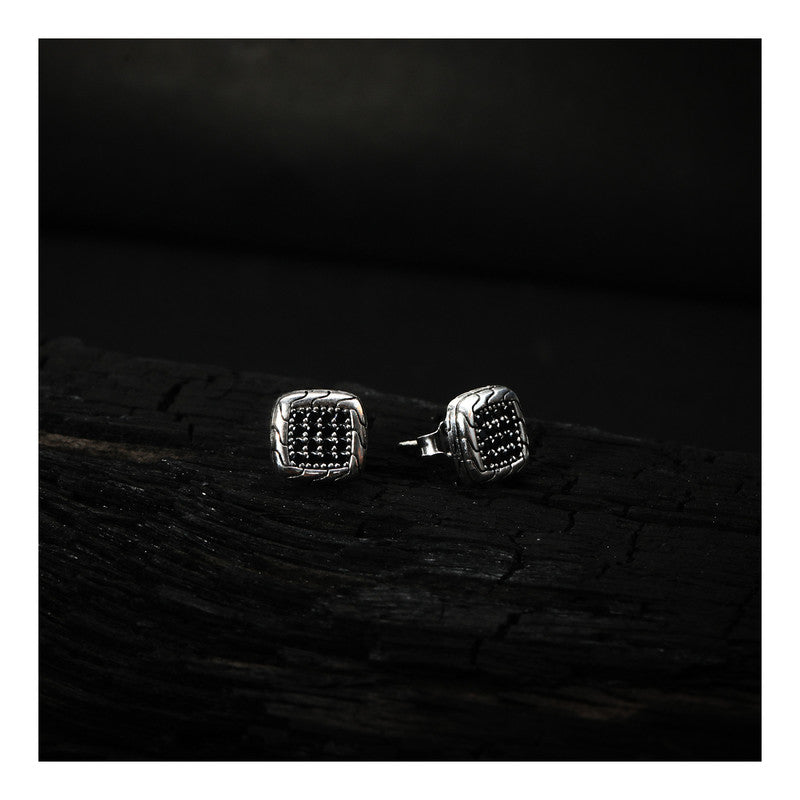 jsaj Silver 925 Sterling Silver Crystal Look Studds square shape Tops Zercon Stone Studded Tiny Zercon Micro Setting of Stones Platinum Polish Studd For Womens or Girls