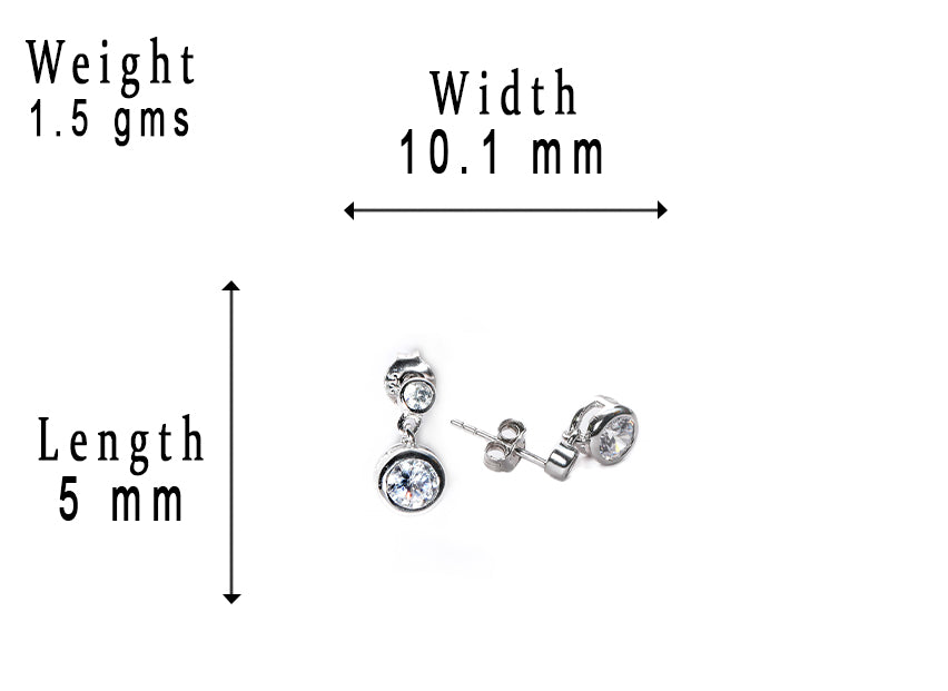 jsaj Silver 925 Sterling Silver double circle Studds Tops Zercon Stone Studded Tiny Zercon Micro Setting of Stones Platinum Polish Studd For Womens or Girls