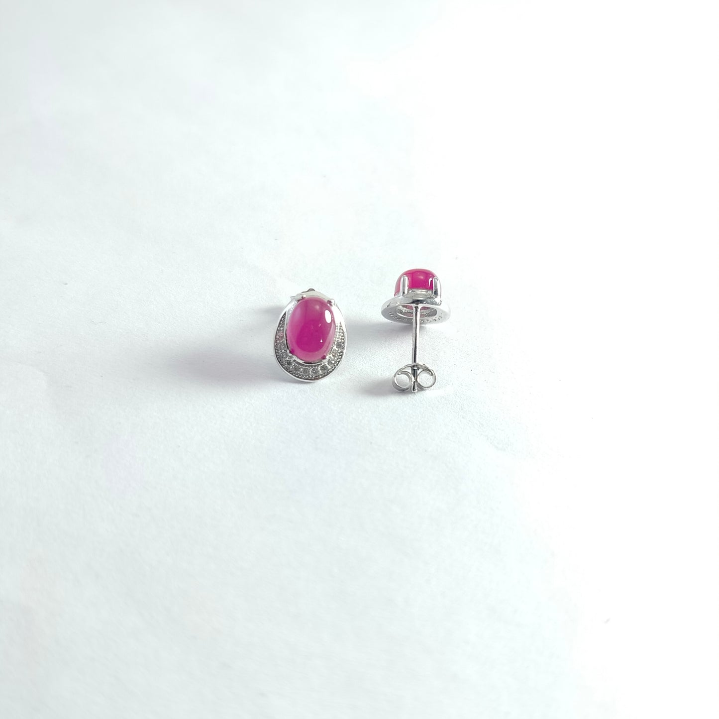 jsaj Silver 925 Sterling Silver Ruby stone Studds Tops Zercon Stone Studded Tiny Zercon Micro Setting of Stones Platinum Polish Studd For Womens or Girls