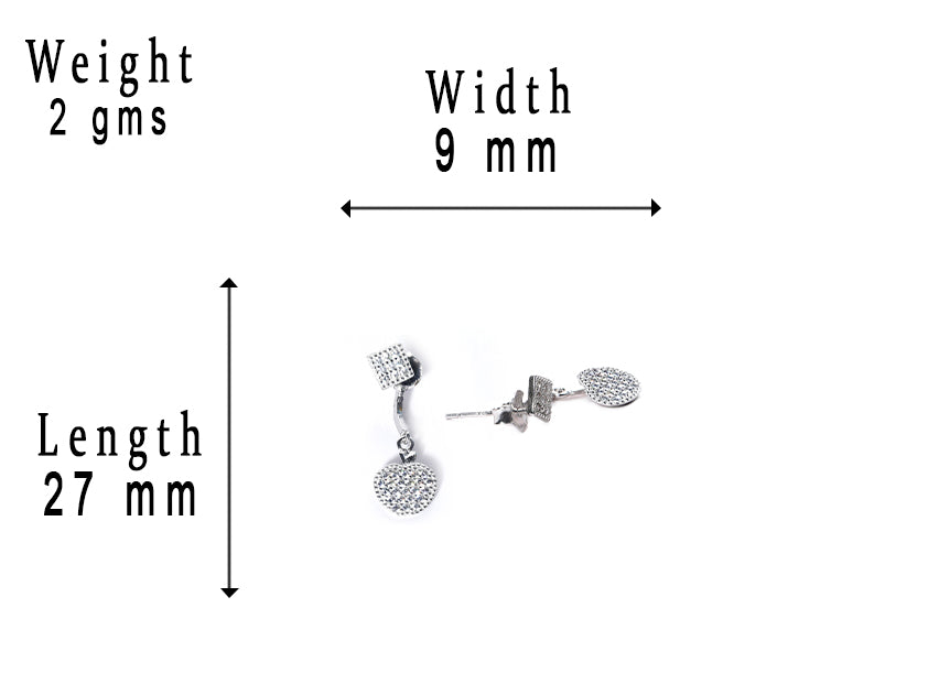 jsaj Silver 925 Sterling Silver Double Design Studds Tops Zercon Stone Studded Tiny Zercon Micro Setting of Stones Platinum Polish Studd For Womens or Girls