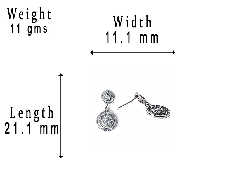 jsaj Silver 925 Sterling Silver Double Circle Studds Tops Zercon Stone Studded Tiny Zercon Micro Setting of Stones Platinum Polish Studd For Womens or Girls