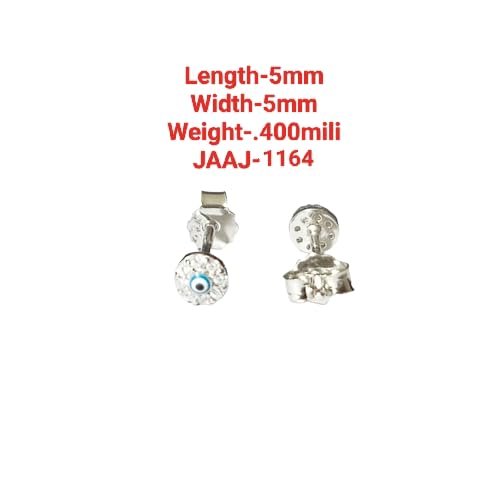 JSAJ 925 Pure Silver Earrings Rose Gold Plated Silver Toned Blue Evil Eye Circular Studs | With Certificate of Authenticity and 925 Hallmark