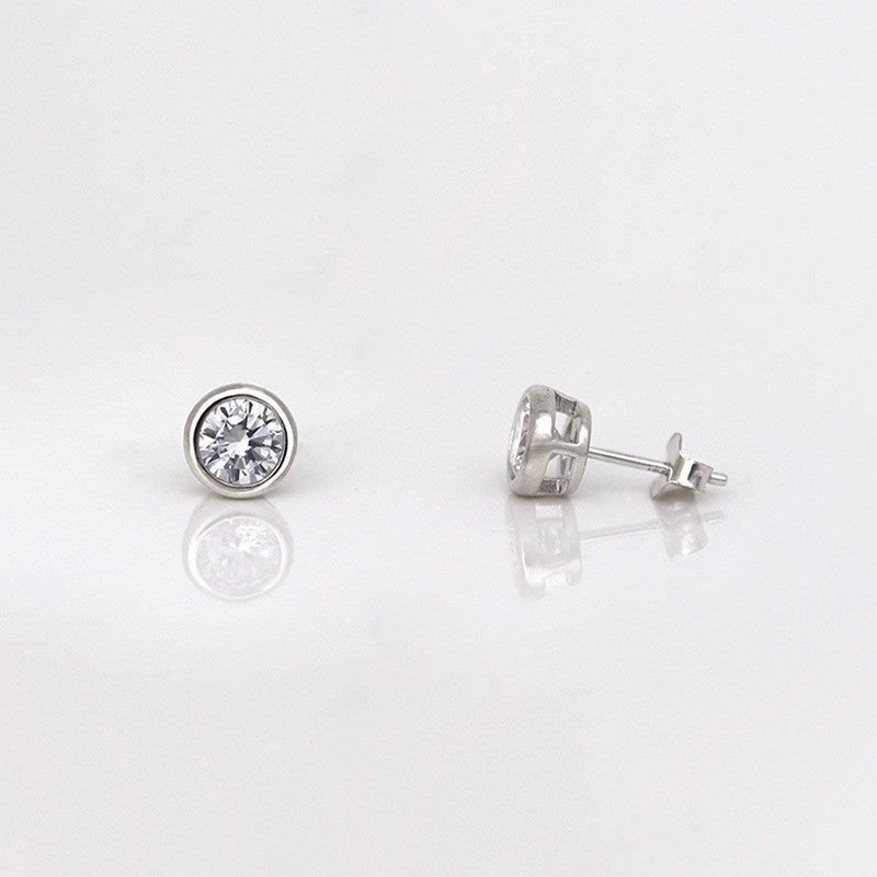 JSAJ sterling silver round zirconia stone studs, 3 to 6 mm tops, perfect for girls and women.