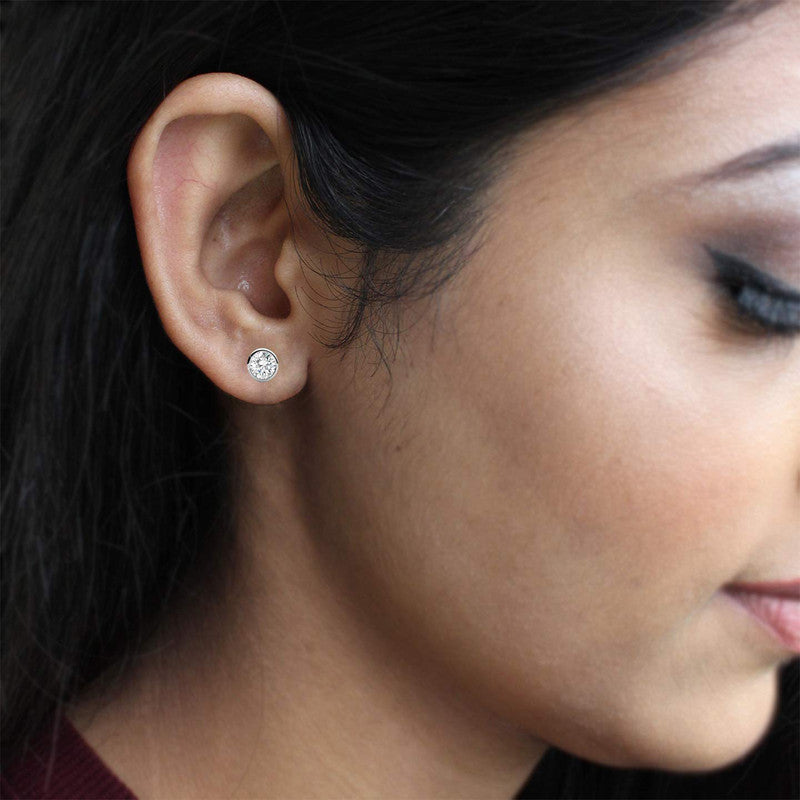 JSAJ sterling silver round zirconia stone studs, 3 to 6 mm tops, perfect for girls and women.