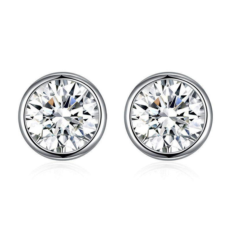 JSAJ sterling silver round zirconia stone studs, 3 to 6 mm tops, perfect for girls and women.