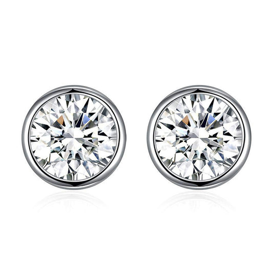 JSAJ sterling silver round zirconia stone studs, 3 to 6 mm tops, perfect for girls and women.