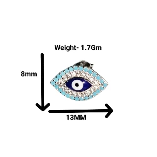 JSAJ 925 Evil eye Enamel studs for Girls and Women, 925 Sterling Silver Eye Studs with Cubic Zirconia