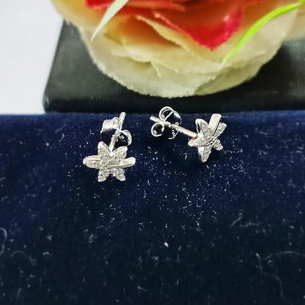 JSAJ 925 Sterling Silver Marquise Flower Design Studds Tops Zercon Stone Studded Tiny Zercon Micro Setting of Stones Rodinum Polish Studd For Womens or Girls