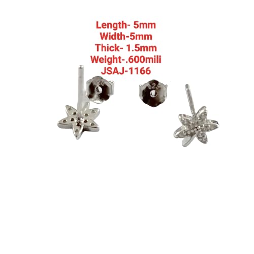 JSAJ 925 Sterling Silver Marquise Flower Design Studds Tops Zercon Stone Studded Tiny Zercon Micro Setting of Stones Rodinum Polish Studd For Womens or Girls