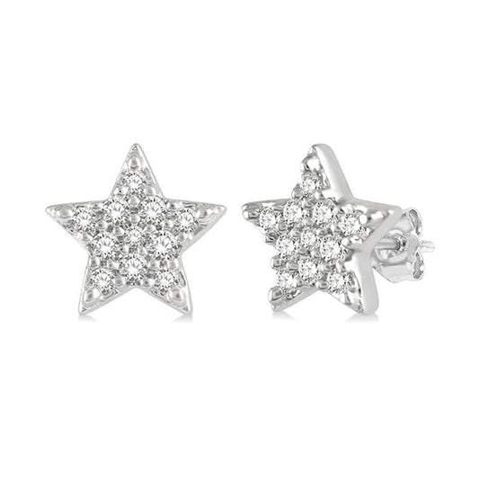 JSAJ 925 Sterling Silver Like A Star Design Studds Tops Zercon Stone Studded Tiny Zercon Micro Setting of Stones Rodinum Polish Studd For Womens or Girls