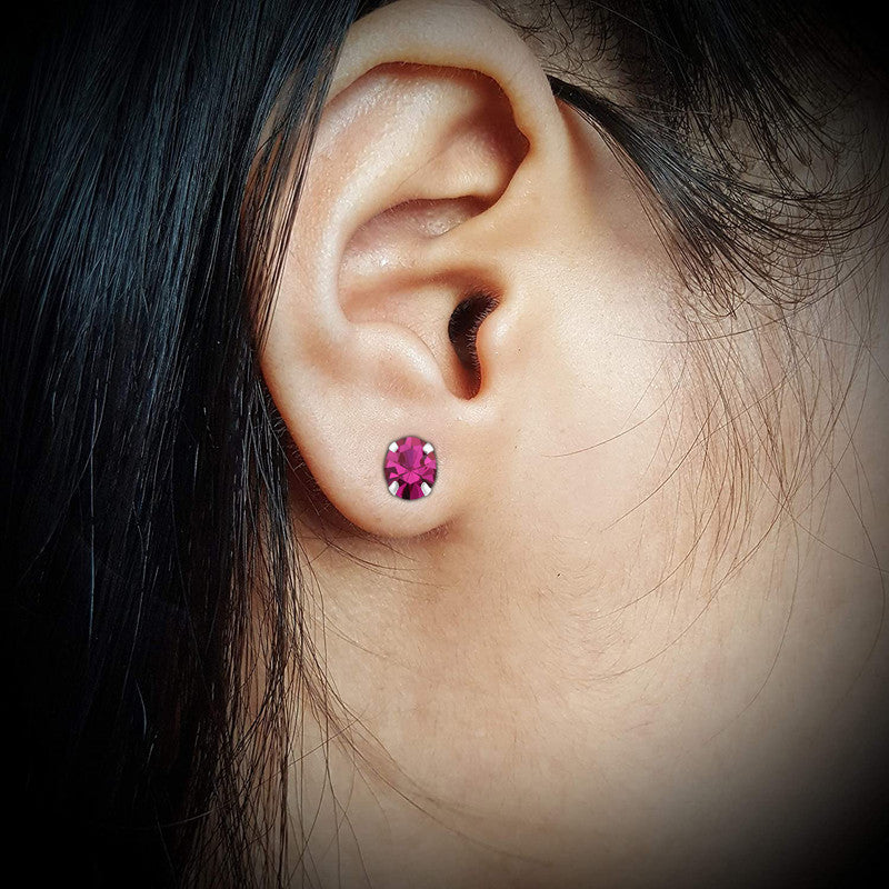 JSAJ 925 sterling silver Round Ruby stone studs, available in sizes from 2.5 to 6 mm, perfect for girls and women