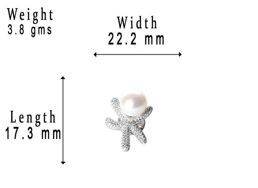 JSAJ STERLING SILVER 92.5% SILVER PEARL WITH ZIRCONIA STONE SAREE BUTTON / BROACH