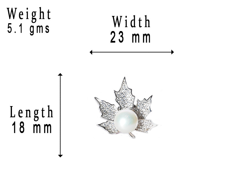 JSAJ STERLING SILVER 92.5% SILVER PEARL WITH ZIRCONIA STONE SAREE BUTTON / BROACH
