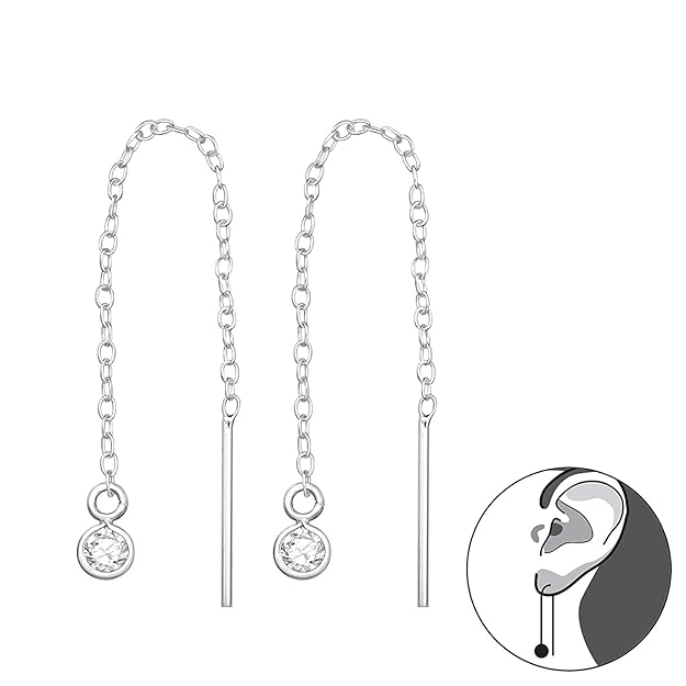 JSAJ 925 Silver SUI DHAGA ZERCONIA STONE Hanging Dangler for Girls and Womens