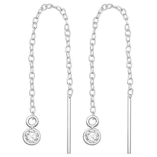 JSAJ 925 Silver SUI DHAGA ZERCONIA STONE Hanging Dangler for Girls and Womens