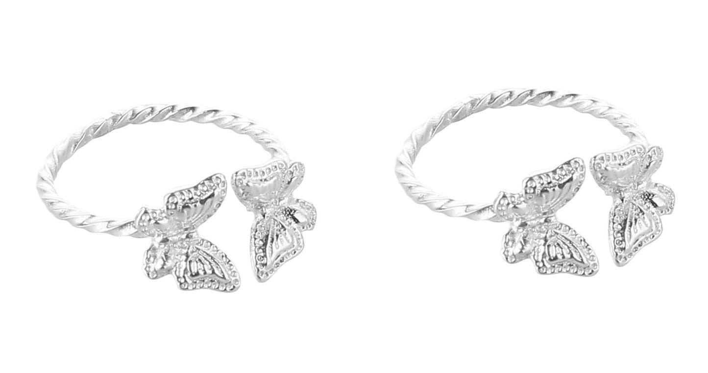 JSAJ TOE RING CHUTKI BICHIYA 925 STERLING SILVER BUTTERFLY FRONT OPENING TOERING FOR WOMENS COMFORTABLE DURABLE