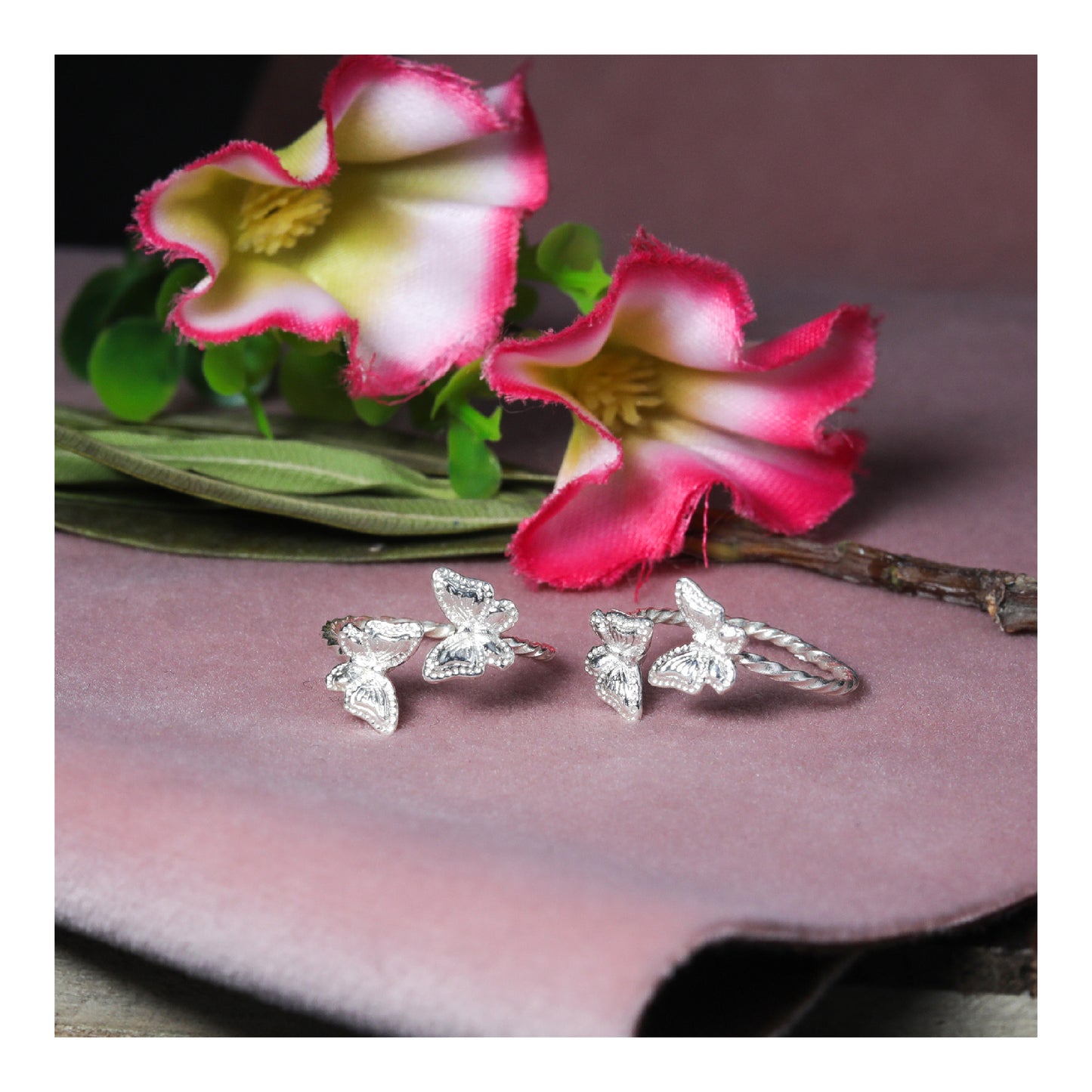 JSAJ TOE RING CHUTKI BICHIYA 925 STERLING SILVER BUTTERFLY FRONT OPENING TOERING FOR WOMENS COMFORTABLE DURABLE