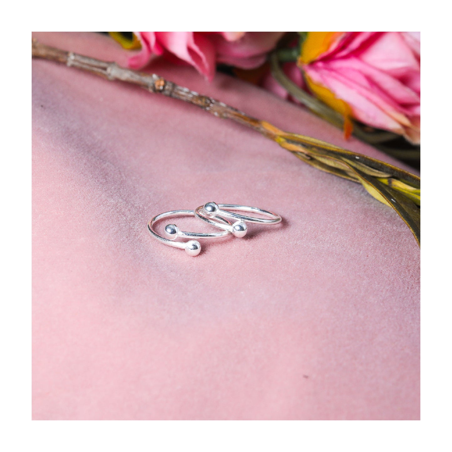JSAJ TOE RING CHUTKI BICHIYA 925 STERLING SILVER FRONT OPEN DOUBLE BALL TOE RING FOR WOMENS COMFORTABLE DURABLE
