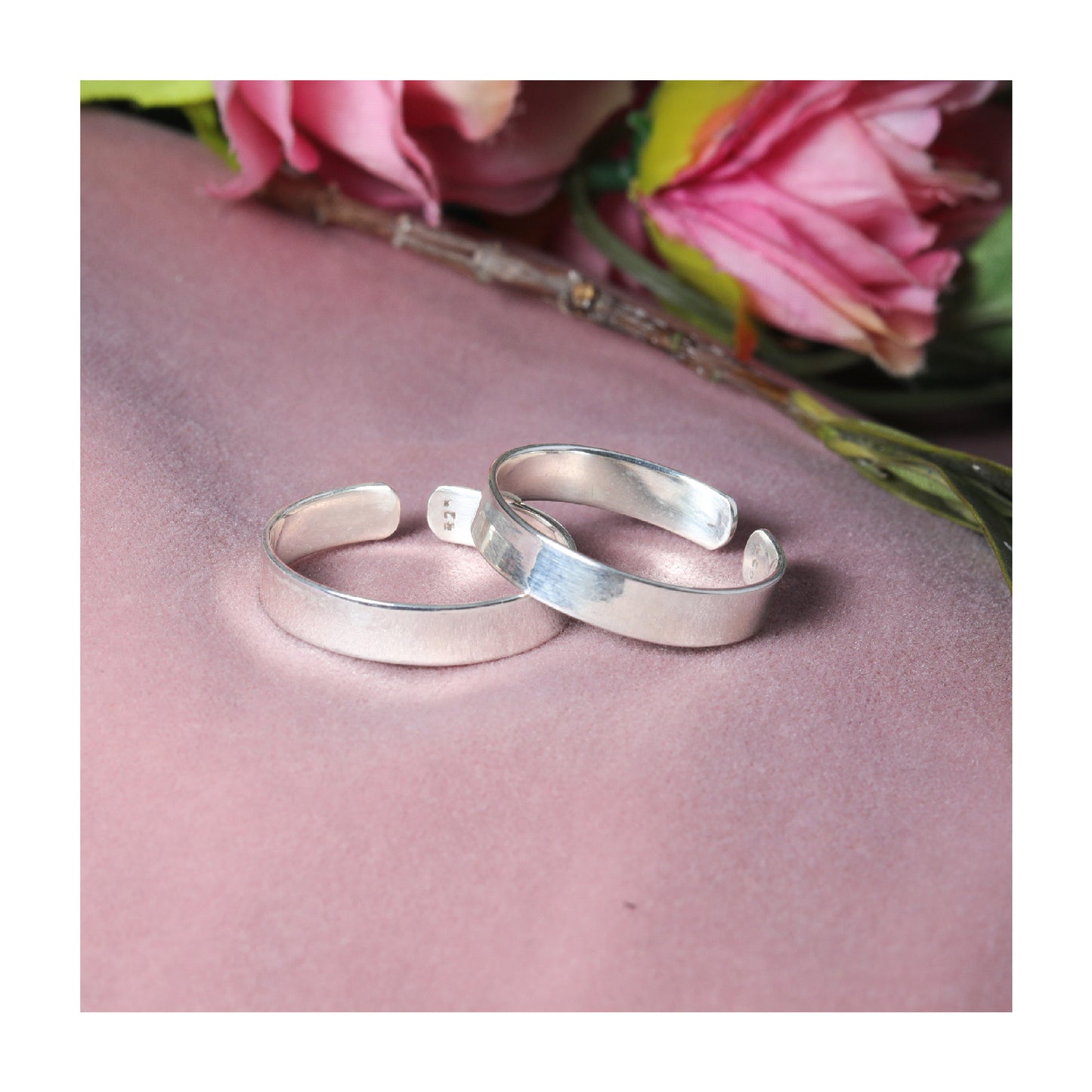 JSAJ 3mm flat plain thumb toe ring 92.5% pure silver for girls and womens