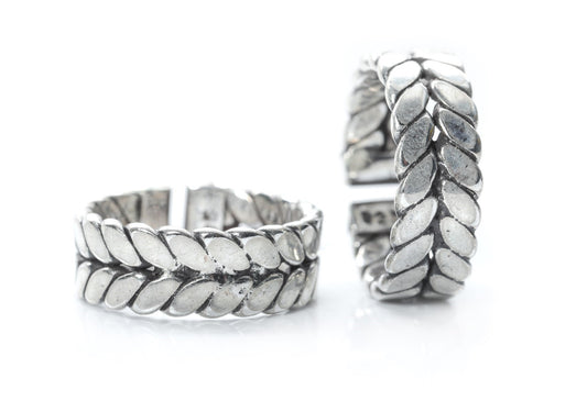 JSAJ TOE RING CHUTKI BICHIYA 925 STERLING SILVER LEAF DESIGN HANDMADE TOERING UNBREAKABLE COMFORTABLE