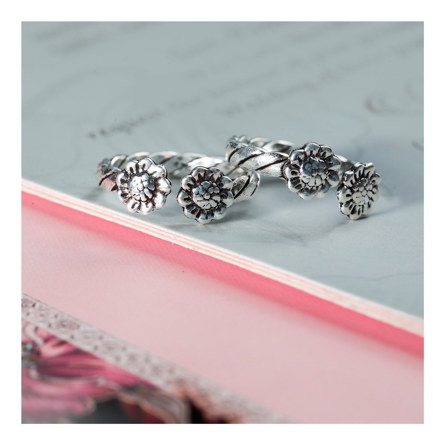 JSAJ TOE RING CHUTKI BICHIYA 925 STERLING SILVER SUNFLOWER DESIGN HANDMADE TOERING UNBREAKABLE COMFORTABLE