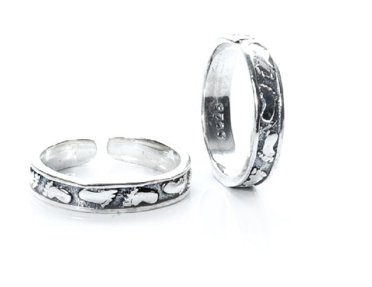 JSAJ TOE RING CHUTKI BICHIYA 925 STERLING SILVER FOOT PRINTED HANDMADE TOERING TOE RING FOR WOMENS UNBREAKABLE/COMFORTABLE DURABLE