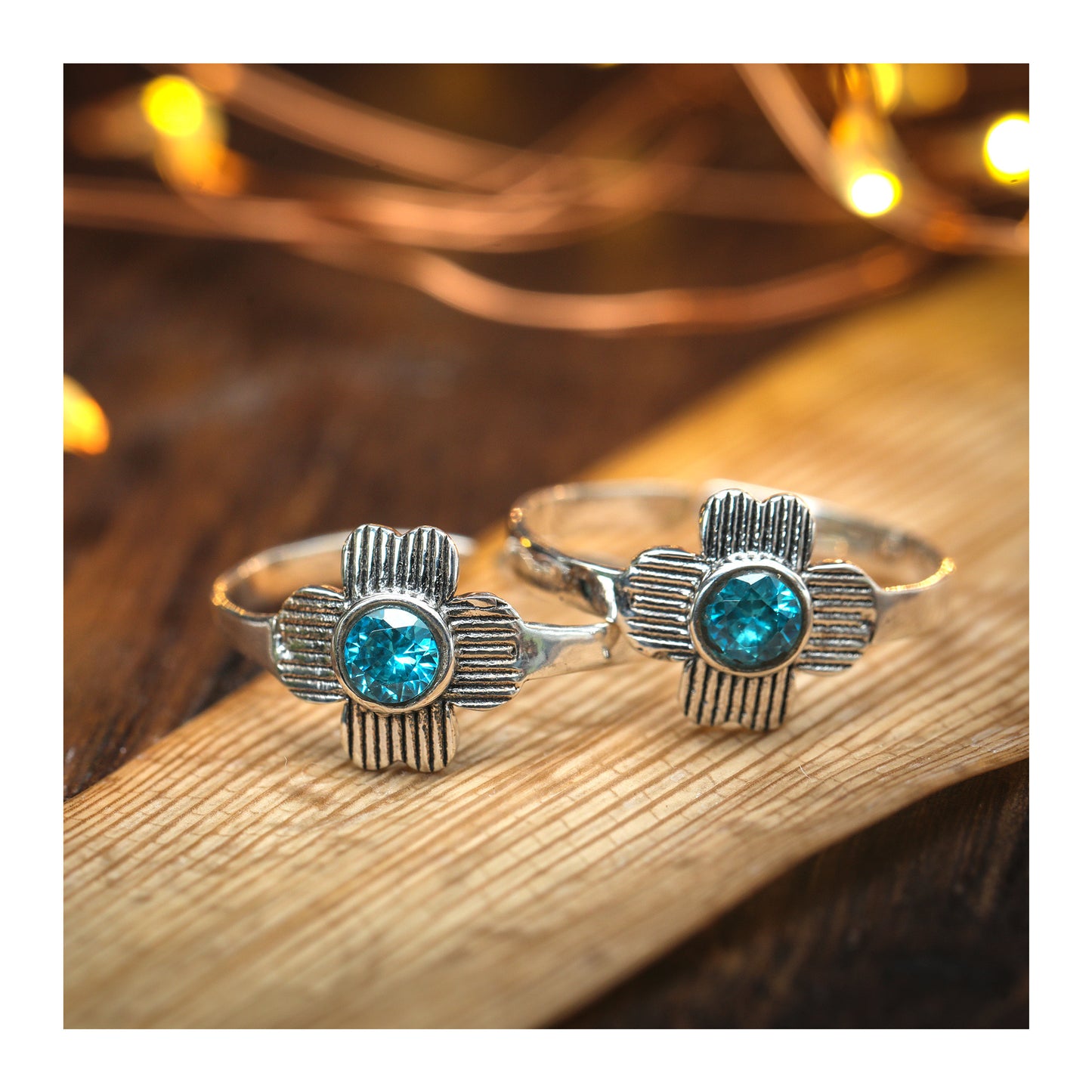 JSAJ TOE RING CHUTKI BICHIYA 925 STERLING SILVER BLUE ZERCON STONE HANDMADE TOE RING COMFORTABLE