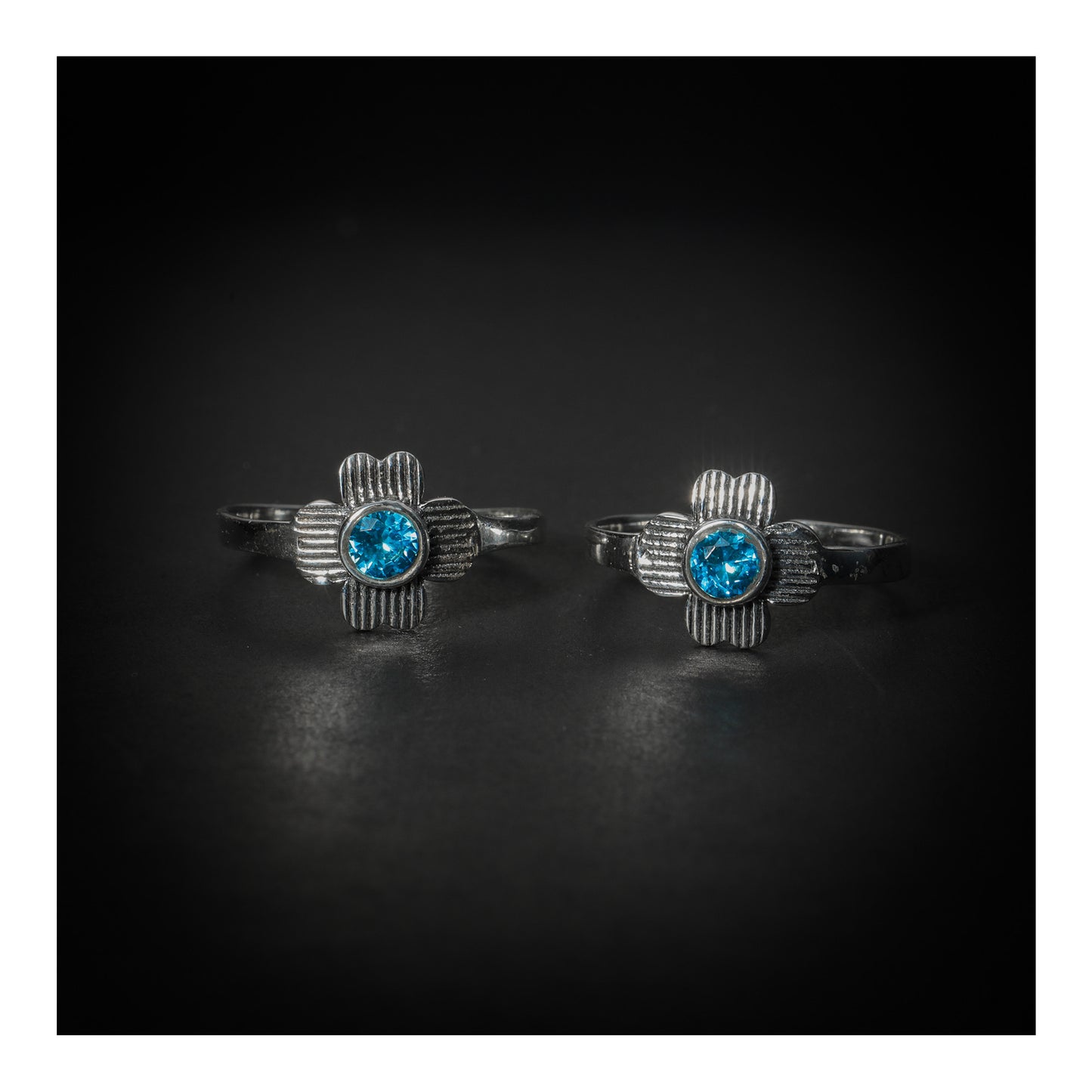 JSAJ TOE RING CHUTKI BICHIYA 925 STERLING SILVER BLUE ZERCON STONE HANDMADE TOE RING COMFORTABLE