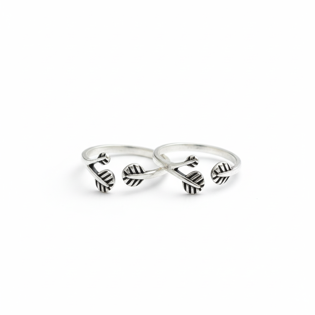 JSAJ TOE RING CHUTKI BICHIYA 925 STERLING SILVER LEAF DISIGN HANDMADE TOE RING FOR WOMENS COMFORTABLE