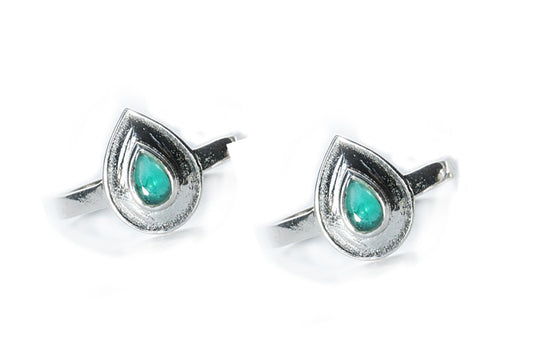 JSAJ TOE RING CHUTKI BICHIYA 925 STERLING SILVER GREEN ONYX DROP SHAPE STONE HANDMADE TOERING FOR WOMENS COMFORTABLE