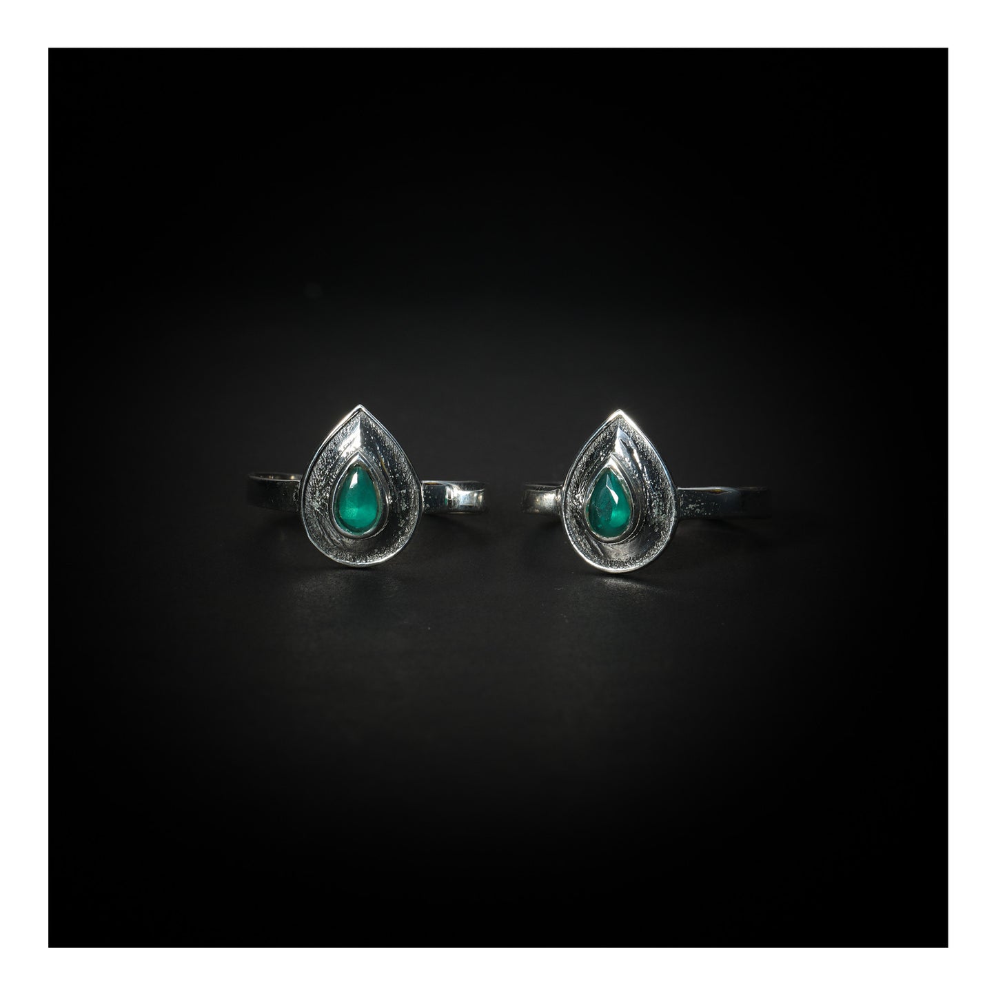 JSAJ TOE RING CHUTKI BICHIYA 925 STERLING SILVER GREEN ONYX DROP SHAPE STONE HANDMADE TOERING FOR WOMENS COMFORTABLE